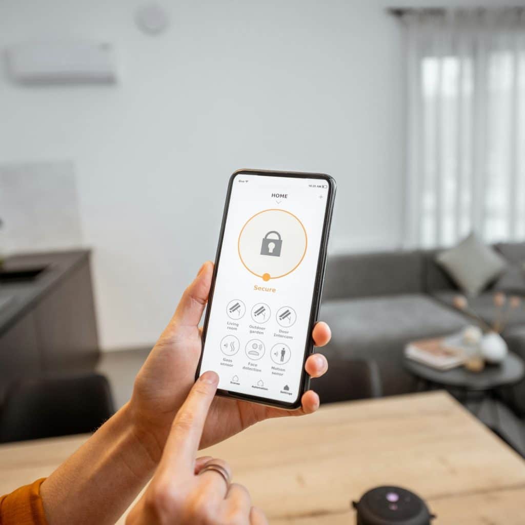 Smartphone with security application indoors